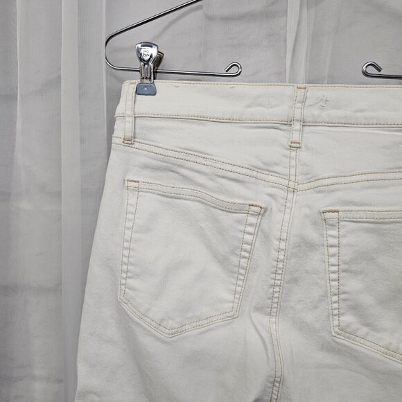 Loft White High Rise Flare Crop Jeans Denim Distressed 4 - Picture 9 of 15